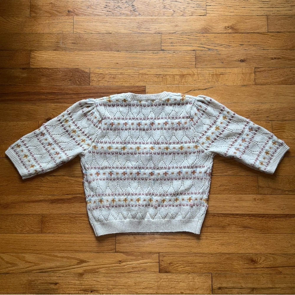 ZARA Floral Pattern Knit V-Neck Sweater size Small - Picture 5 of 5